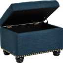 FIRST HILL FHW Storage Ottoman, Blue Linen