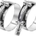 2 Pack 2 inch T-Bolt Hose Clamps, Stainless Steel_304 Working Range 56mm-64mm for 2" Hose ID, Turbo Intake Intercooler Clamp for Automotive