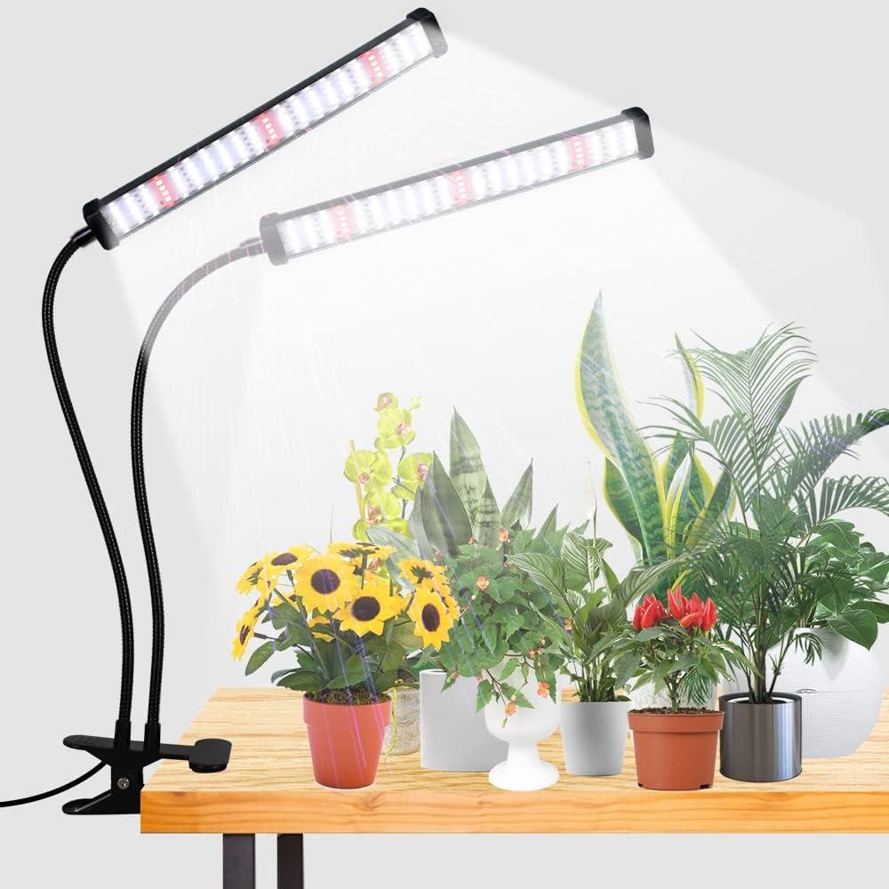 GooingTop Grow Light 100W 6000K, Super Bright White Desktop Clip Plant Lamp for Seedlings Succulents Seeds Starting Indoor Plants Growing, Bendable Gooseneck & Timer 4 8 12 H