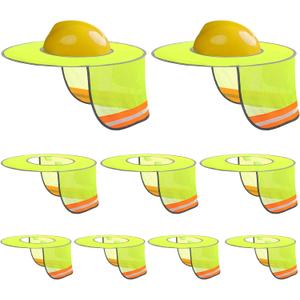 9 Pieces Hard Hat Sun Shade High Visibility Full Brim Hard Hat Visor Hard Hat Rim Cover Yellow Hard Hat Neck Cover with Reflective Strip Hard Hat Accessories for Men Women, Hard Hat Not Included