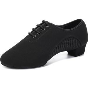 SWDZM Men&Women Ballroom Dance Shoes Closed Toe Latin Salsa Practice Dancer Modern Performance Dancing Shoes (8.5, Black)