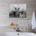 Highland Cow Wall Art Black and White Canvas Prints Highland Cow Picture Farmhouse Bathroom Decor 16x20inch