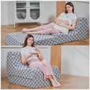 Bean Bag Chair with Checkerboard Shaker Fleece Fabric, Folding Sofa Bed, Floor Sleeper Lounge Chair, Lazy Sofa for Living Room, Bedroom, Apartments (Cement Gray) (Foldable, Grey)