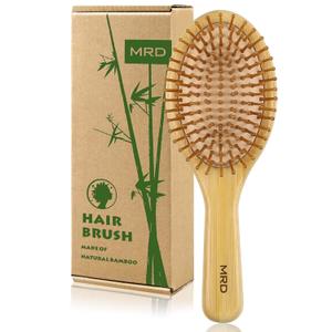 MRD Hair brush, Natural Bamboo Paddle Detangling Hairbrush, Massage Scalp Thick/Thin/Curly/Dry Hair For Women & Men