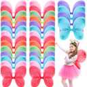 Junkin 36 Pcs Fairy Wings Kids Bulk Butterfly Costume Wings for Girls Halloween Dress up Butterfly Favors Role Play Supplies(Colorful Fairy)