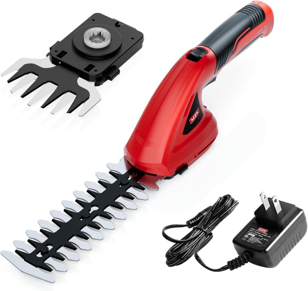 MZK Cordless Grass Shear & Shrubbery Trimmer, 7.2V Battery Powered Hedge Trimmer, 2 in 1 Handheld Grass Clippers, Electric Grass Trimmer Hedge Shears, Grass Cutter with Charger for Garden, Lawn