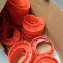 Threlaco 10 Pack Ultra Durable Vinyl Fence Post Donut Heavy-Duty 2-3/8" Steel Post to 5" Vinyl Stabilizer Adapter for Fence Installation Meets 0.150" Wall Thickness (Red)
