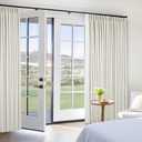 Extra Wide 60 Inch Width 100% Blackout Curtains 102 Inches Long for Living Room Bedroom Room Darkening Linen Pinch Pleated Thermal Insulated Dual Layer Cream Window Sliding Door Drapes 60x102 1 Panel