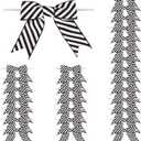 2 x 30 Pcs 3 Inches Mini Twist Tie Black Striped Printed Grosgrain Ribbon Bow Smal Bows for Applique Embellishment Crafts Sewing Scrapbook Baby Shower Wedding Christmas Girls Dress Hair