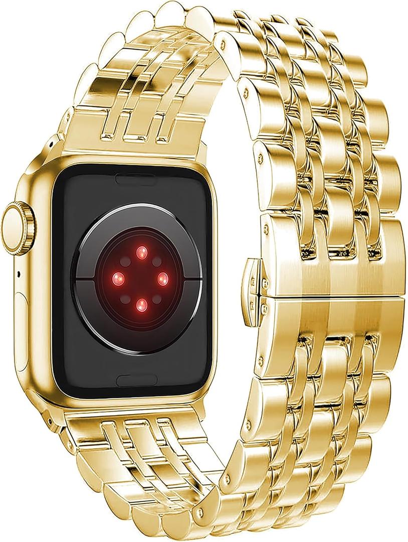 AmzAokay Band Compatible with Apple Watch Series Ultra 2 SE Series 9 8 7 6 5 4 40mm 41mm 44mm 45mm 49mm/ Series 3 2 1 38mm 42mm for Women Men, Stainless Steel Band for Iwatch Replacement Strap