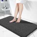 Yimobra Bathroom Runner Rug 55x24 Inch - Extra Long Non Slip Chenille Bath Mat, Soft & Absorbent, Machine Washable Shaggy Hallway Carpet for Vanity Tub Shower, Dark Gray Home Decor Accessories