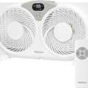 Holmes 9 Inch Digital CleanBreeze Window Fan with Programmable Thermostat Reversible Twin Blades Remote Control Water Resistant Quiet Cooling for Bedroom Living Room Home White, Large