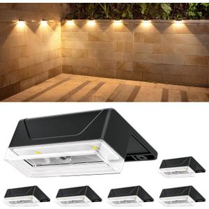 Ellasay Solar Fence Lights Outdoor: IP65 Waterproof RGB Solar Powered with 8 Lighting Modes - Wall Decor for Garden Patio Backyard Balcony Porch 6 Pack