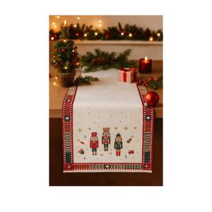 Folkulture Christmas Table Runner 90 Inches Long – Nutcracker Magic 100% Cotton Red Plaid Boho for Dining Table | Rustic Holiday Table Décor for Indoor Xmas Decorations & Home Styling