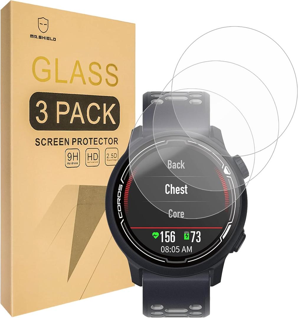 Mr.Shield Screen Protector compatible with COROS PACE 2 [Tempered Glass] [3-PACK] [Japan Glass with 9H Hardness]