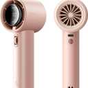 JISULIFE Portable Handheld Fan, Speed(1-100) Adjustable Turbo Mini and 3600mAh Battery Rechargeable Personal Fan, Digital Display, Gifts for Women Men Travel/Camping/Outdoor-Pink