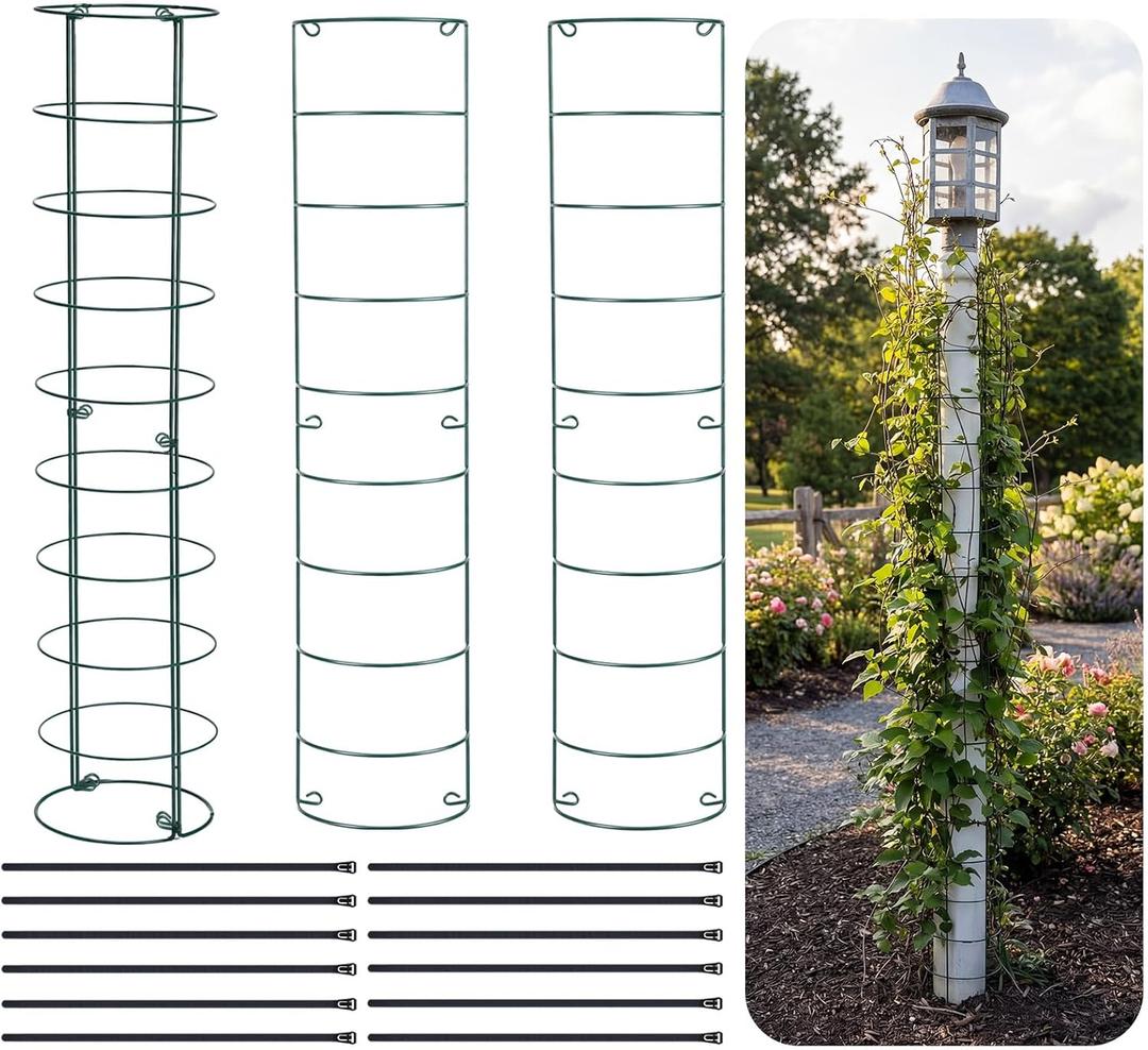 4 Pcs 36 x 8 Tube Trellis Garden Green Tube Trellis for Climbing Plants Outdoor Plant Supports for Mailboxes Patio Stands and Downpipes
