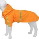 Pet Dog Raincoat Water Repellent Reflective Lightweight with Adjustable Hood for Small Medium Large Dogs (Orange,L)
