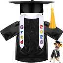 Chicingyou Small Dog Graduation Cap and Gown 2026 with Stole Washable Shirt and Hat Pet Graduation Gown Costume Outfit for Tiny Dog Little Cat Doll Clothes Holiday Halloween Costume Accessory(Black)