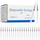 Meterbox 100 Pack 1ml Syringes with Needle - 27G 1/2 inch Disposable 1cc Luer Lock Syringe for Scientific Lab Use, Sterile Individually Wrapped