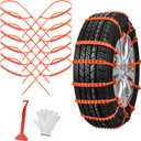 Qoosea Snow Chains Tire Chains for Car Trucks 12Pcs Universal Thickened Manganese Steel Emergency Snow Tire Chains Adjustable