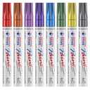 TFIVE Metallic Paint Markers - 8 Colors Oil Based Permanent Paint Pens, Waterproof, Non-Toxic, Medium Tip Metallic Markers for Black Paper, Metal, Glass, Rock, Plastic, Wood, Canvas, Ceramic, Pumpkin