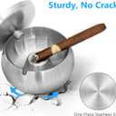 JSVER Stainless Steel Cigar Ashtray with Lids for Home Office Decoration, Outdoor Patio, Balcony (Silver)