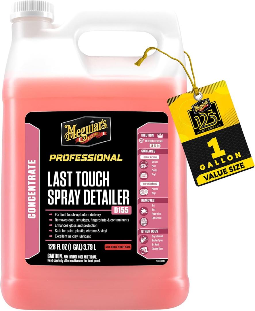 Meguiar's D15501 Last Touch Spray Detailer, Great for Use as Clay Lubricant, creates a Showroom Shine, Removes Dust, Smudges, Fingerprints and More, Versatile Use and Enhances Protection, 1 Gallon