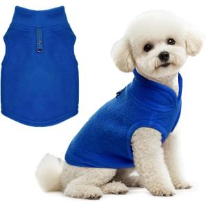 Rbenxia 1 Piece Dog Sweater with Leash Ring Soft Fleece Vest Dog Pullover Warm Jacket Pet Dogs Clothes Winter Dogs Outfits for Small Cat Pets (Blue, Small)