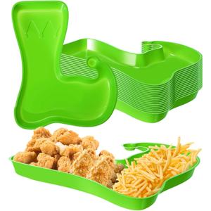 Uiifan Elf Themed Party Decorations, 24 Pcs Christmas Green Elf Boot Plates Disposable Plastic Serving Trays Xmas Party Supplies for Snacks