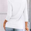 Women's 3/4 Sleeve Tops for Women Crew Neck Casual Tunics Dressy Pleated T Shirts Summer Blouses 2026 (White, S)