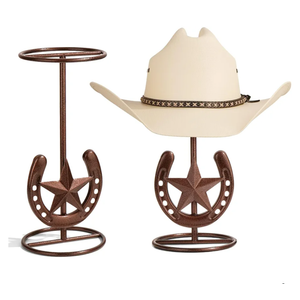 Cowboy Hat Stand, Hat Display, Western Horseshoe Decor, Cowboy Hat Holder, Hat Stands for Display Tabletop, Cowboys Gifts for Men, Desk Hat Rack for Fedora, Sun Hats,Straw Hats, Iron, Bronze, 2 Packs