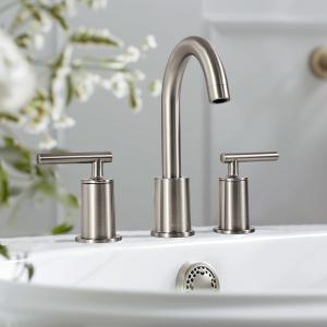 ANDY STAR Bathroom Faucet 3 Hole, Brushed Nickel 8 inch Widespread Bathroom Faucet with Pop Up Drain and 360 Swivel Spout, 2 Handle Vanity Bathroom Sink Faucet, Stainless Steel Finish, Anti-Rust
