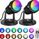 SUNVIE RGBW Christmas Spot Lights Indoor 6W Uplighting Indoor with Remote Color Changing Up Lights Indoor 120V Spotlights Indoor LED Uplights Indoor Accent Lighting for Party Plant Decor, 2 Pack