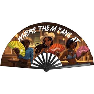 Boots on The Ground Hand Fan, Boots on The Ground Fan, Clap Fans for Line Dancing, Large Folding Hand Fan, Party, Dance Enthusiasts Gift (Brown)
