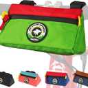Bike Handlebar Bag,Kids Bicycle Front Basket Pack,Waterproof Bikes Bag,Small Bicycle Handle Bar Bag for Boys Girls Men Women (Green + Red)