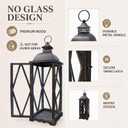 Farmhouse Outdoor Lanterns for Patio, Set of 2 Rustic Lanterns Decor, Vintage Hanging Candle Holder Decorative for Porch, Garden, Yard, Indoor (No Glass, Dark Brown)