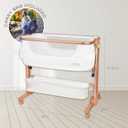 KoolerThings Baby Bassinet, Bedside Sleeper for Baby, Easy Folding Portable Crib with Storage Basket for Newborn, Bedside Bassinet, Comfy Mattress/Travel Bag Included (Bassinet) (White & Gold)