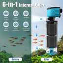 Submersible Aquarium Filter, Upgraded 50-150 Gallon Fish Tank Filter with Fish Guard, Internal Whisper Pump for Turtle Tank, Debris Tray, Check Valve, Fresh/Saltwater, 12-Inch