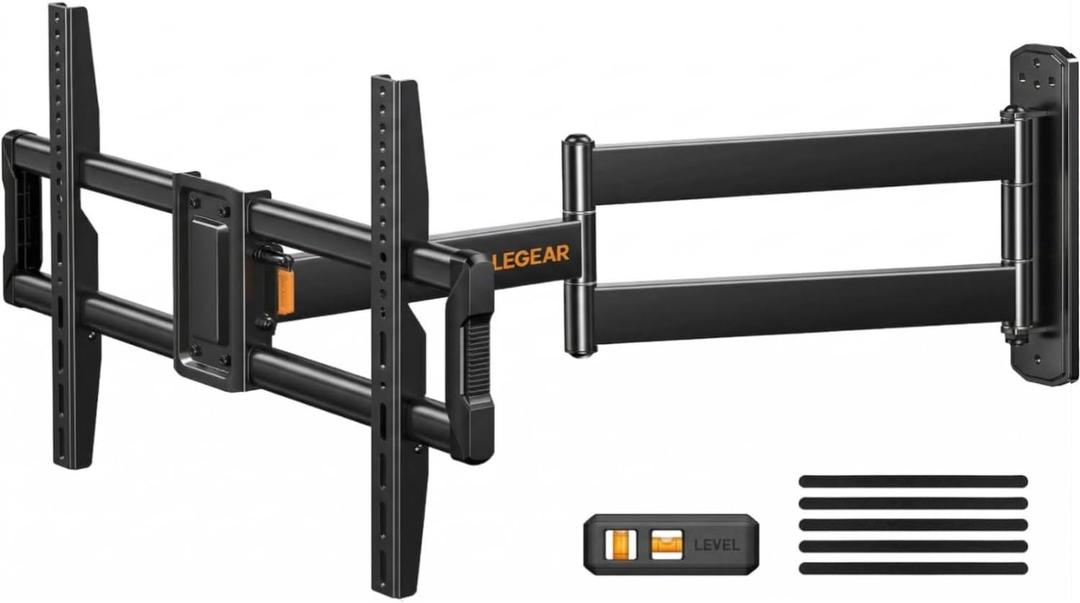 Perlegear Corner TV Wall Mount Long Arm TV Mount Bracket for 37-75 Inch TVs-Full Motion Wall Mount with 32.37 Extension & Swivel Articulating Arm & Tilt, MAX VESA 600x400mm, Holds up to 100 lbs