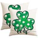 Artscope St Patricks Day Clover Throw Pillow Covers 18x18 Inch Set of 2, Polka Dot Shamrock Decoration Pillow Cases for Home Sofa Couch