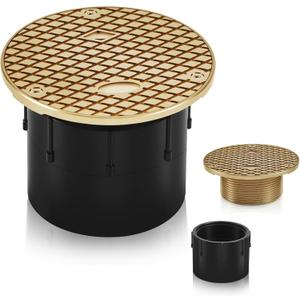 Zonon 1 Pcs Adjustable Floor Cleanout, 3-Inch ABS Wheel Connection Height-Adjustable, Nickel Top Floor Drain for Cleaning on Patios or Walkway