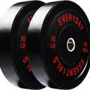 BalanceFrom Color Coded Olympic Bumper Plate Weight Plate, 55LB Pair (Black)