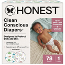 The Honest Company Comfort Dry Disposable Diapers for Sensitive Skin, Hypoallergenic, All The Alpacas + Turtle Time, Club Box Size 1 (814 lbs) 78 Count