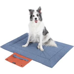 Outdoor Foldable Dog Mat Durable Teflon-Coated Oxford Material Waterproof Thin Dog pad Travel-Friendly Machine Washable Design for Camping/Car (Blue, Large (51.2 * 36.6 * 2 in))