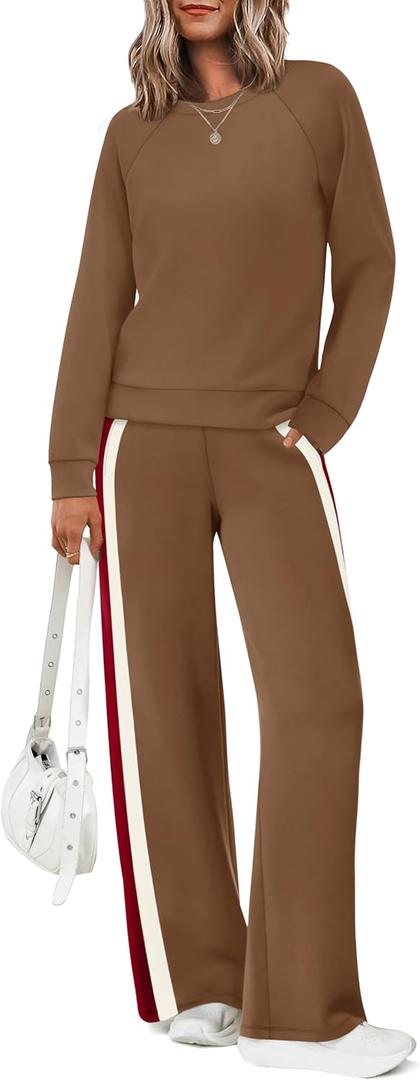 XIEERDUO Matching Sets 2 Piece Chocolate Brown Fall Clothes Vacation Outfits for Women 2025 Women's Winter Clothing Comfy Sets Caramel M