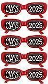 Cuffbow 6 Pcs 2025 Graduation Glasses Class of 2025 Sunglasses Bulk Plastic Eyeglasses Graduation Party Supplies Photo Booth Props (Red)