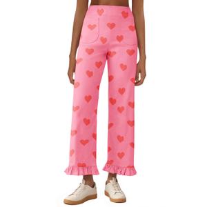 Cicy Bell Womens Ruffle Wide Leg Capris Pants Casual High Waisted Trousers