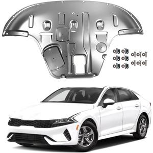 Steel Engine Splash Shield Fit for KIA K5 2021 2022 2023 2024 2025 Front Skid Plate Heavy-Duty Lower Engine Cover Guard Fit for K5 Engine Shield w/Screw Hardware (Silvery-Alloy Steel)