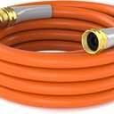 SPECILITE Garden Water Hose 15 ft x 5/8 in, Heavy Duty Leader Pipe Extension, Flexible, Lightweight Kink-less,Hybrid Rubber, with 3/4" Brass Fittings, Orange